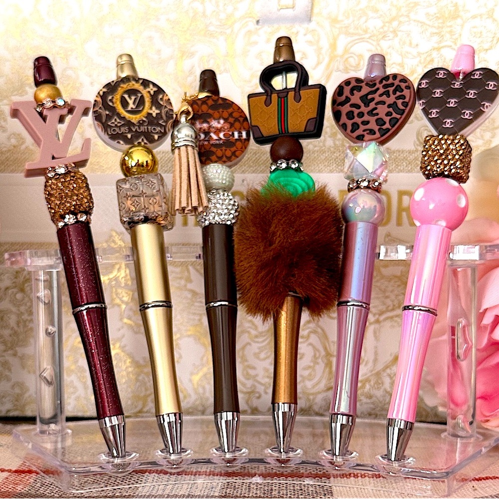 One New Luxury Handmade Bling Custom Pen - Brown, Gold, Pink